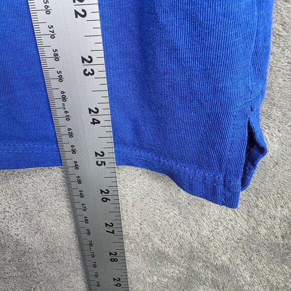 Womens Chico's Blue Knit Blouse Short Sleeve Round Neck Cotton Blend Size 3 - Picture 7 of 9